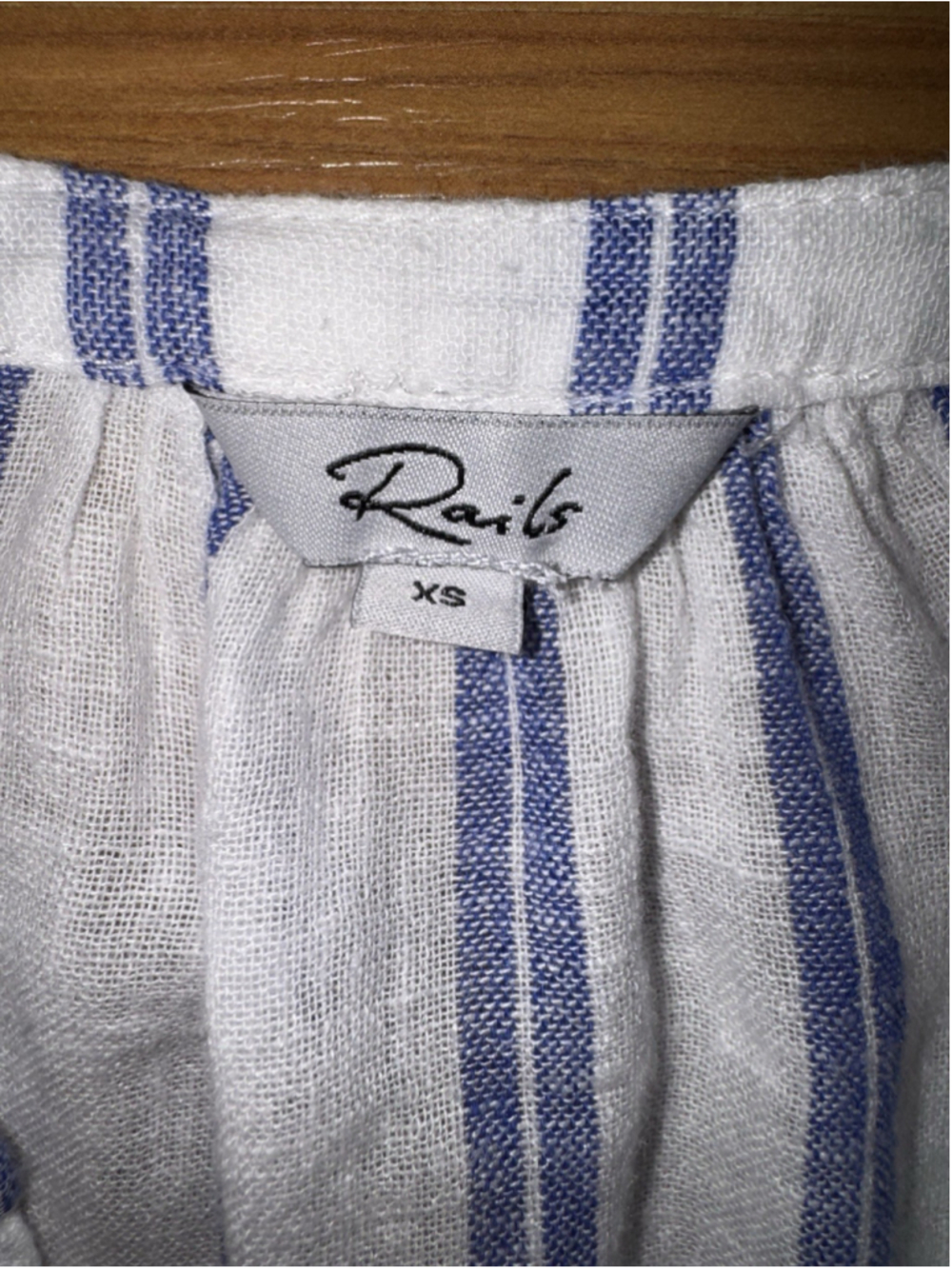 Rails Jasmine Stripe Smoked Waist Mini Dress Blue White Coastal Boho Resort XS - Picture 6 of 11